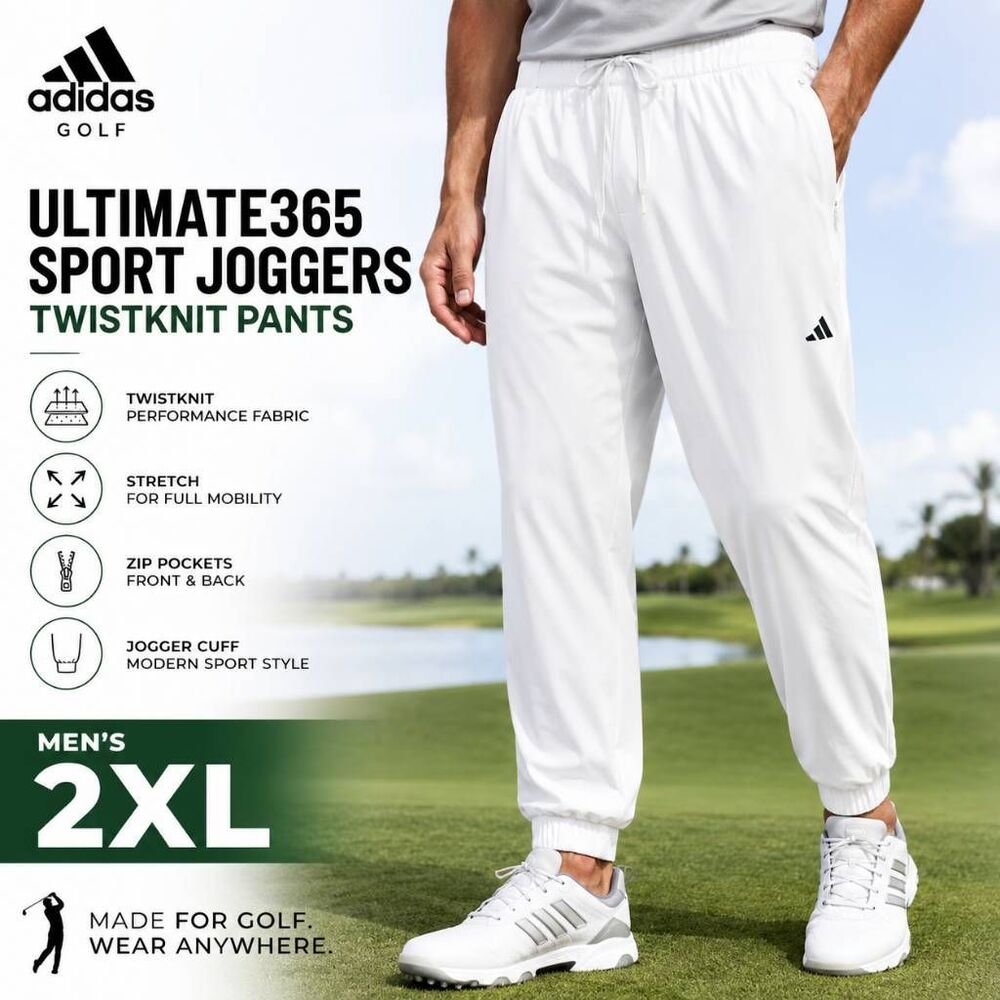 Adidas Golf Ultimate365 Sport Joggers Twistknit Pants White 2XL NWT